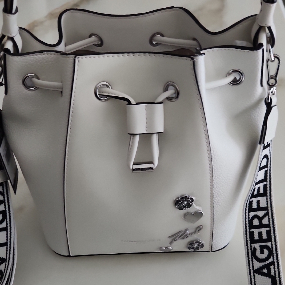 Karl Lagerfeld 2 Way Crossbody/Shoulder Bag with Logo Guitar Strap. New W/ Tags! - Picture 11 of 13